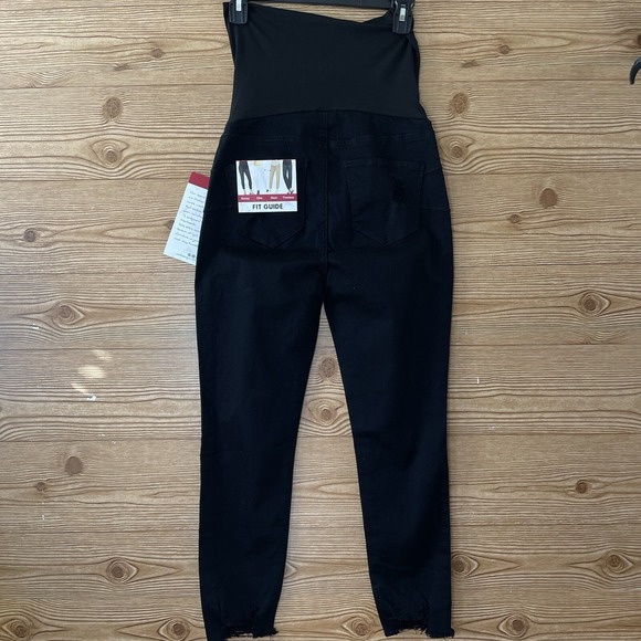 SONG Maternity Skinny Jeans Women M Black NEW Distressed Curvy Ankle Grazer Leg - Picture 3 of 11